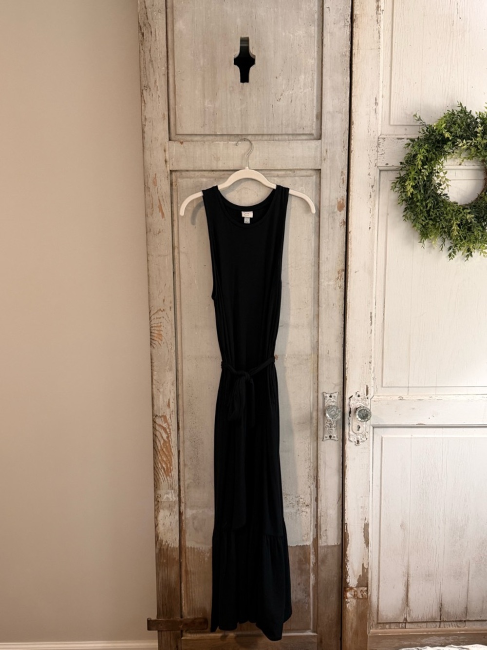 a new day Black Sleeveless Maxi Dress with Tie Waist